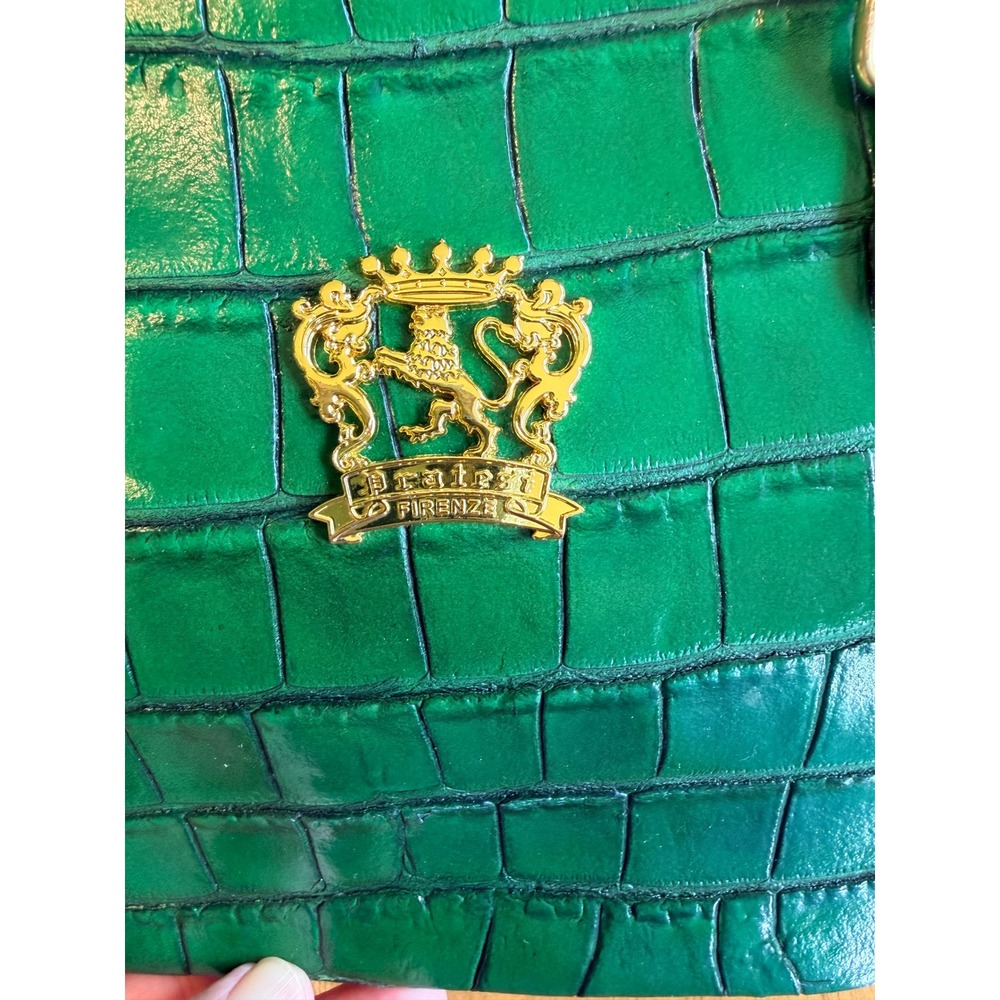 Pratesi Firenze Green Croc Embossed Leather Crossbody Bag Made in Italy - Picture 2 of 13